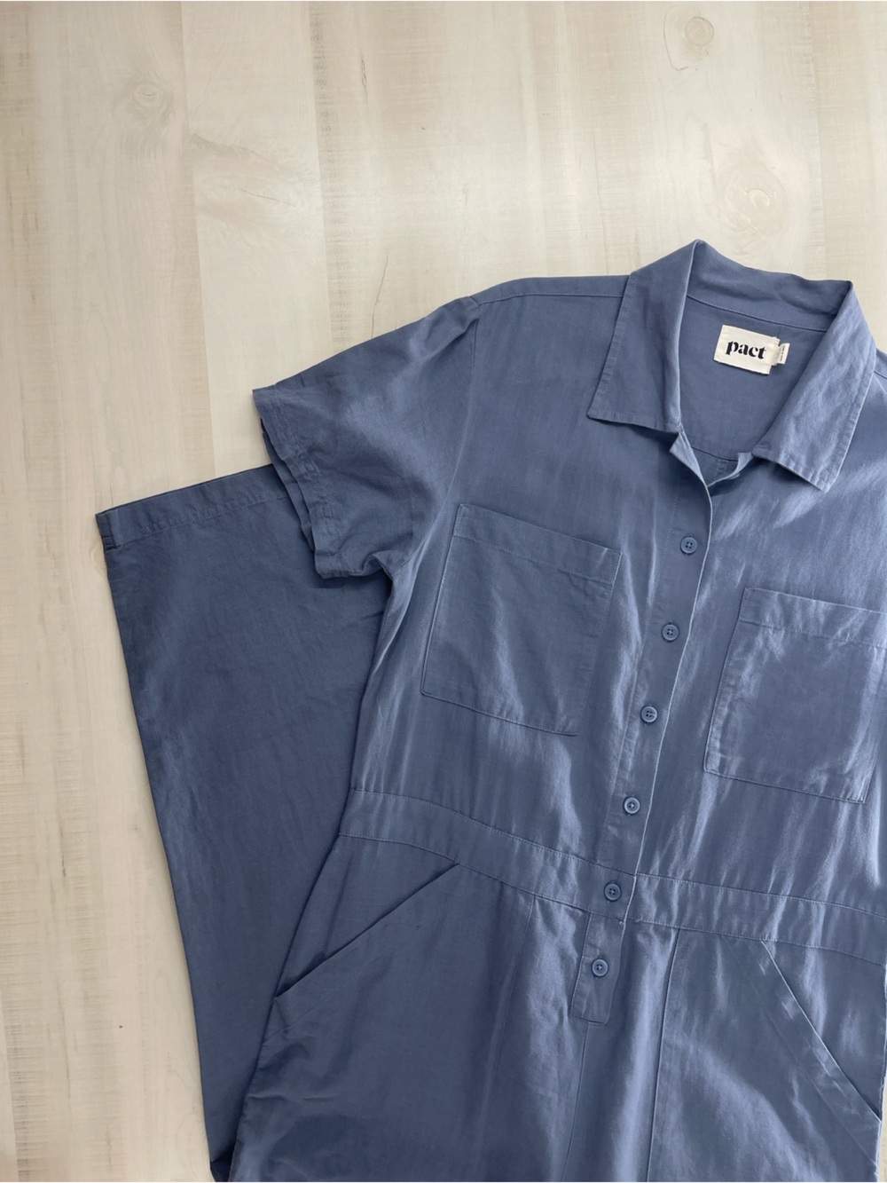 PACT organic blue utility jumpsuit lightweight hemp M - Picture 4 of 6